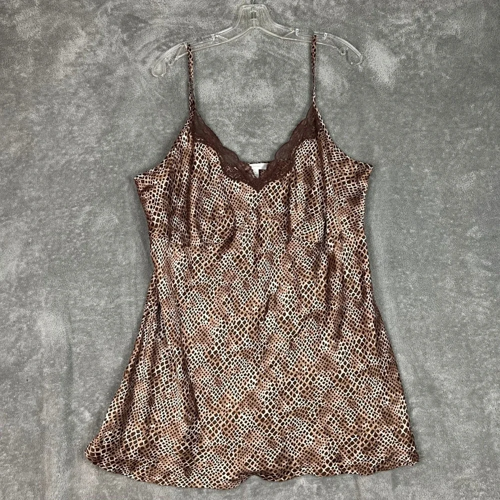 Vintage Y2K Laci Cami Top Womens 18/20 Leopard Print 100% Silk Loungewear